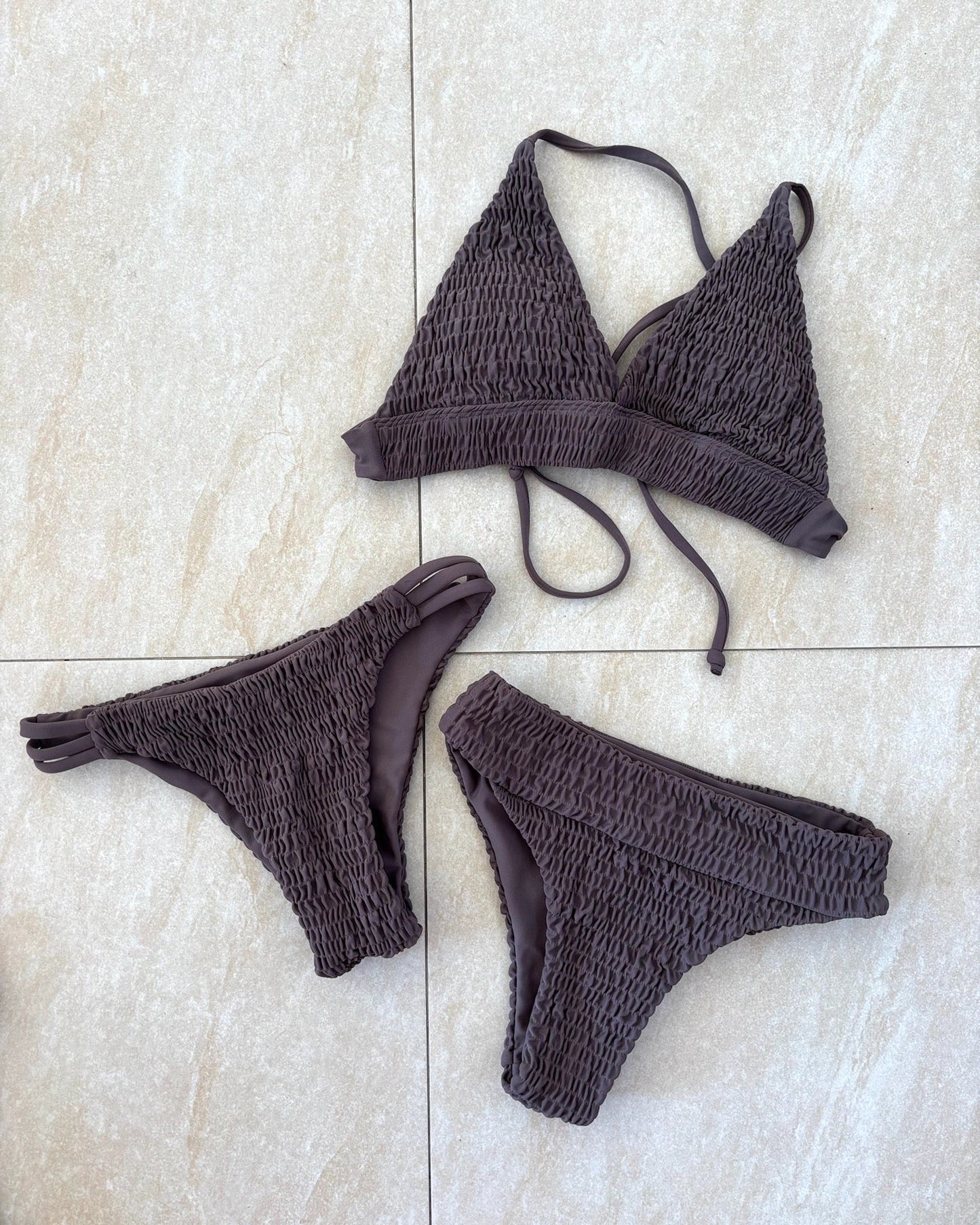 Plumeria High-Waisted Bottoms / Black & Blonze & Smoky Pink|ハイウエストビキニボトム
