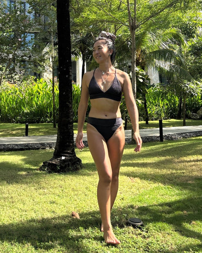Plumeria High-Waisted Bottoms / Black & Blonze & Smoky Pink｜ハイウエストビキニボトム