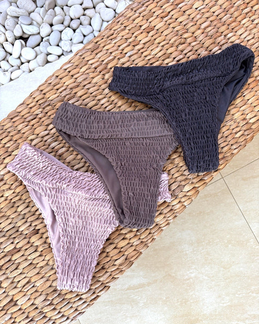 Plumeria High-Waisted Bottoms / Black & Blonze & Smoky Pink｜ハイウエストビキニボトム
