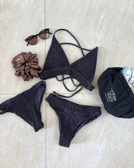 Plumeria Set up (High-Waisted Bottom) / Black & Bronze & Smoky Pink｜セットアップ (ハイウエストボトム)