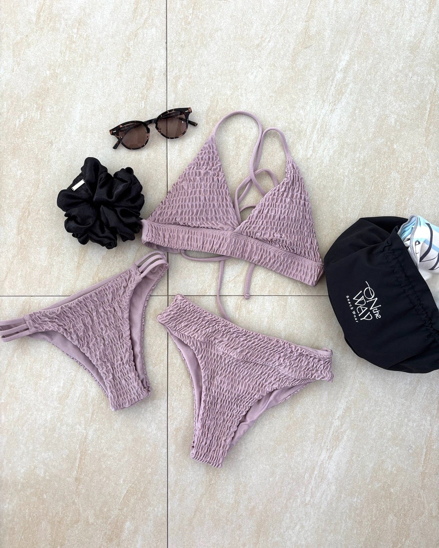 Plumeria Set up / Black & Bronze & Smoky Pink｜セットアップ