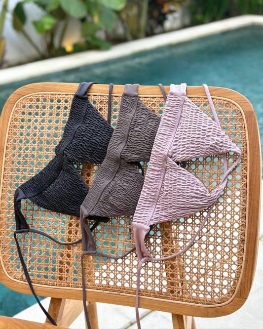 Plumeria Tops / Black & Bronze Smoky Pink｜ビキニトップ